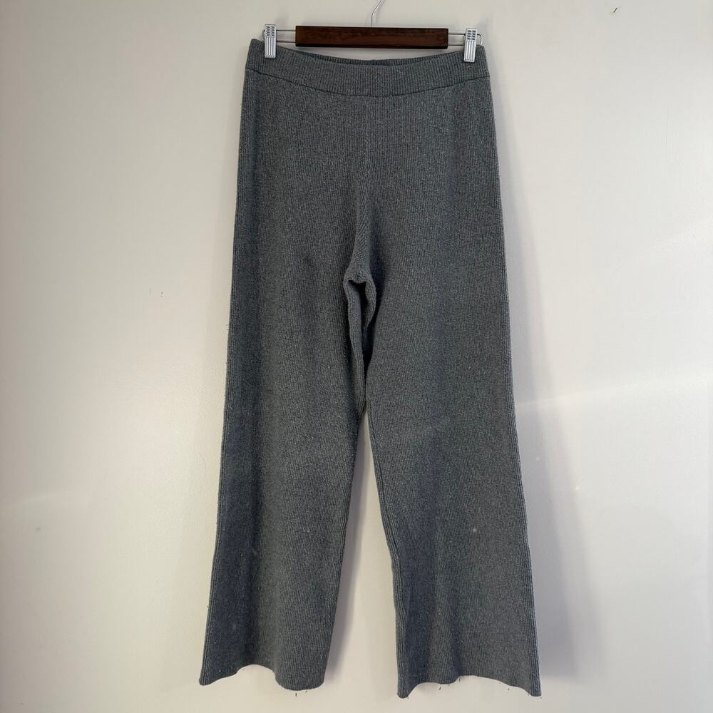 Nuuds Pull On Ribbed Knit Sweater Pants Wide Leg Elastic Waist Loungewear Sz M‎